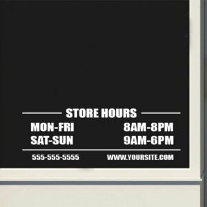 Custom Business Basic Store Hours Sign Vinyl Decal Sticker Window Door