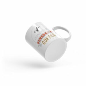 Hairdresser Powered By Coffee Vintage Logo Ceramic Mug