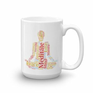 Meditation Word Cloud Meditating Figure Silhouette Mug