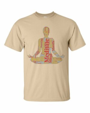 Meditation Word Cloud Meditating Figure Silhouette Short Sleeve T-Shirt