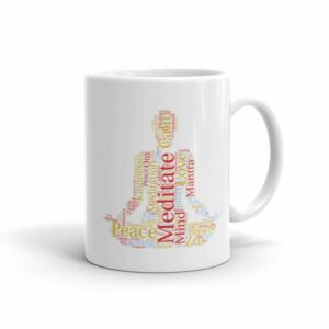 Meditation Word Cloud Meditating Figure Silhouette Mug