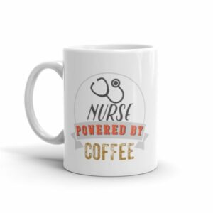 Nurse Powered By Coffee Retro Icon Ceramic Mug