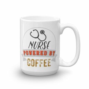 Nurse Powered By Coffee Retro Icon Ceramic Mug