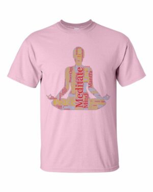 Meditation Word Cloud Meditating Figure Silhouette Short Sleeve T-Shirt