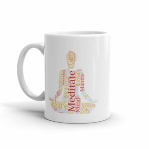 Meditation Word Cloud Meditating Figure Silhouette Mug