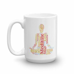 Meditation Word Cloud Meditating Figure Silhouette Mug