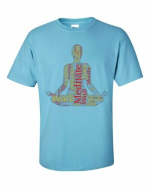 Meditation Word Cloud Meditating Figure Silhouette Short Sleeve T-Shirt