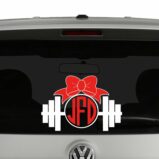 Barbell and Bow Monogram Frame and Initials Vinyl Decal Sticker