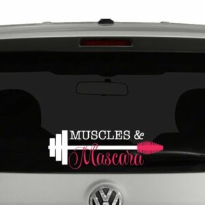 Muscles and Mascara Barbell Vinyl Decal Sticker