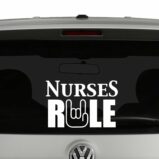 Nurses Rule Rock On Hand Vinyl Decal Sticker