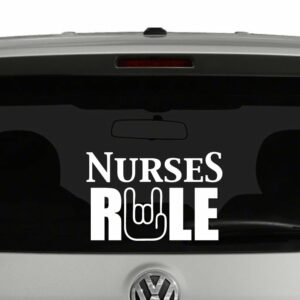 Nurses Rule Rock On Hand Vinyl Decal Sticker