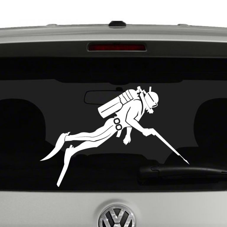 Scuba Diver with Speargun Silhouette Vinyl Decal Sticker