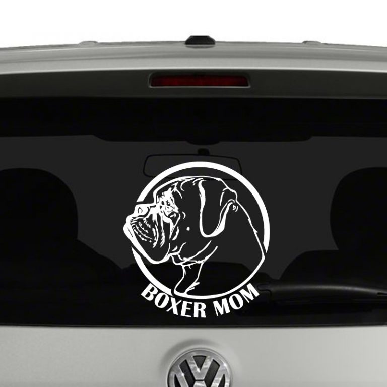 Boxer Mom Dad Dog Headshot Vinyl Decal Sticker