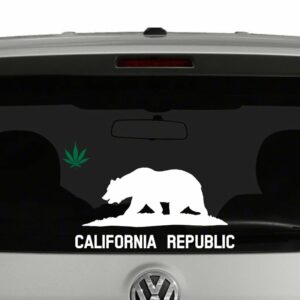 California Republic Marijuana Leaf Vinyl Decal Sticker