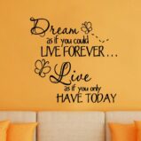 Dream As If You Could Live Forever Live As If You Only Have Today Vinyl Wall Decal