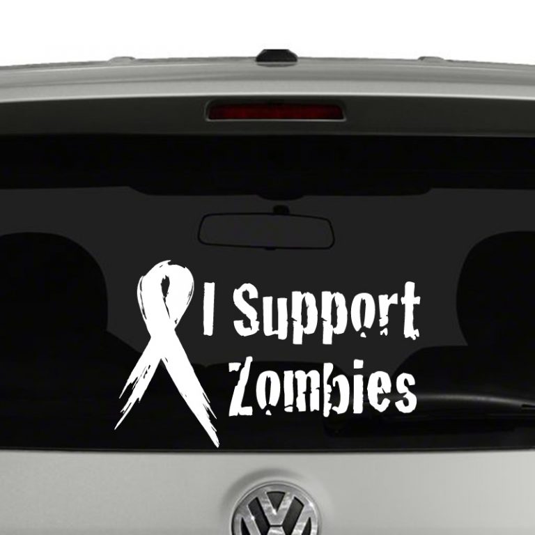 I Support Zombies Support Ribbon Vinyl Decal Sticker