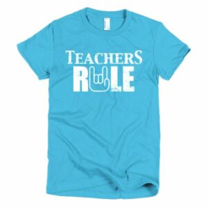 Teachers Rule Rock On Hand Funny T-Shirt