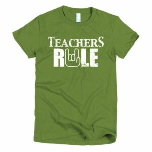 Teachers Rule Rock On Hand Funny T-Shirt