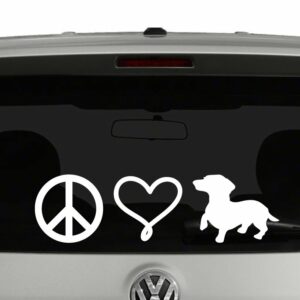 Peace Love Dachshund Vinyl Decal Sticker