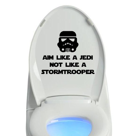 Aim Like A Jedi Not A StormTrooper Toilet Lid Vinyl Decal Sticker