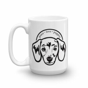 Peace Love Puppies Dachshund Dog Lovers Ceramic Mug