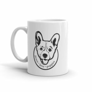 Peace Love Puppies Corgi Dog Lovers Ceramic Mug