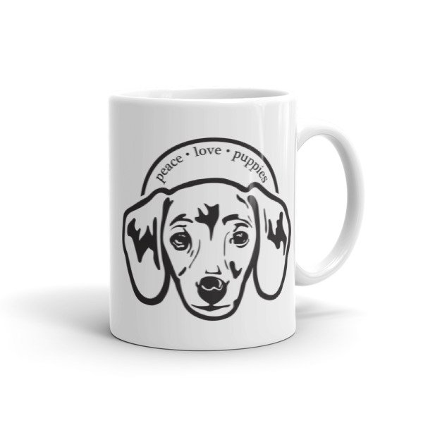 Peace Love Puppies Dachshund Dog Lovers Ceramic Mug