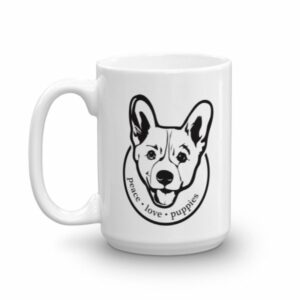 Peace Love Puppies Corgi Dog Lovers Ceramic Mug