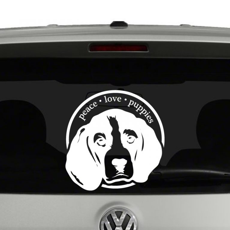 Peace Love Puppies Beagle Dog Lovers Vinyl Decal Sticker