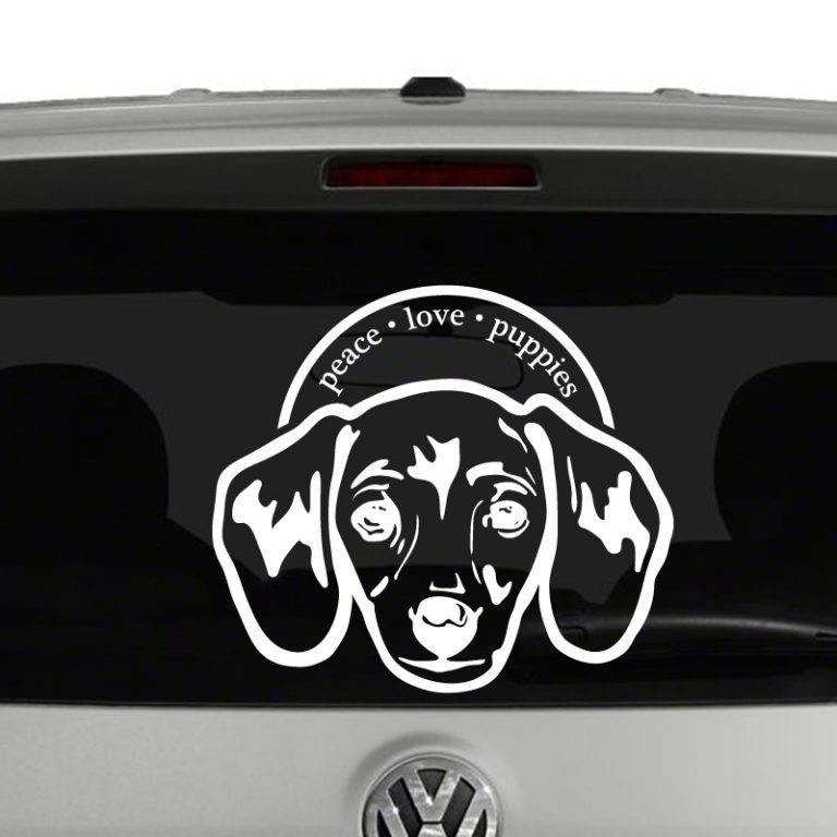 Peace Love Puppies Dachshund Dog Lovers Vinyl Decal Sticker