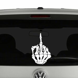 Skeleton Hand Giving Middle Finger Vinyl Decal Sticker