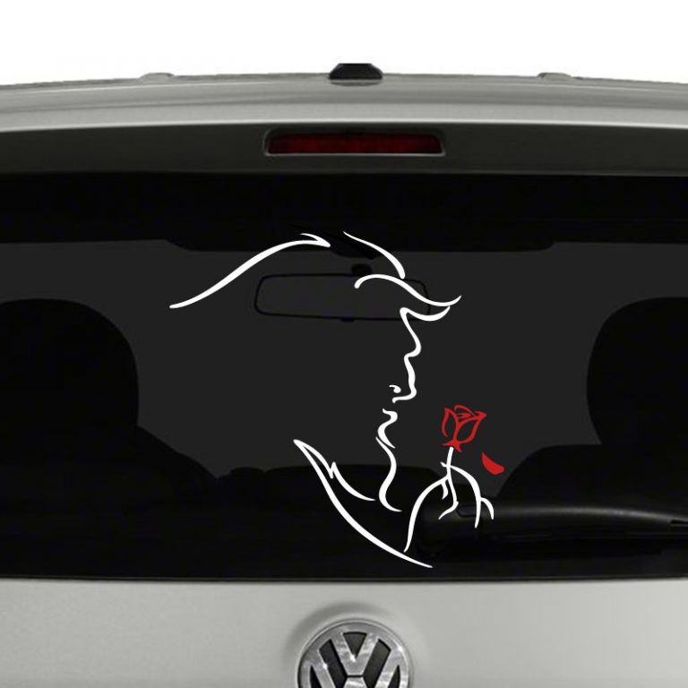 Beauty an the Beast Inspired Beast and Rose Vinyl Decal Sticker