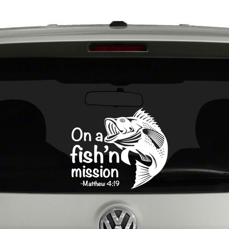 On A Fishing Mission Matthew 4 19 Fisher of Men Vinyl Decal Sticker