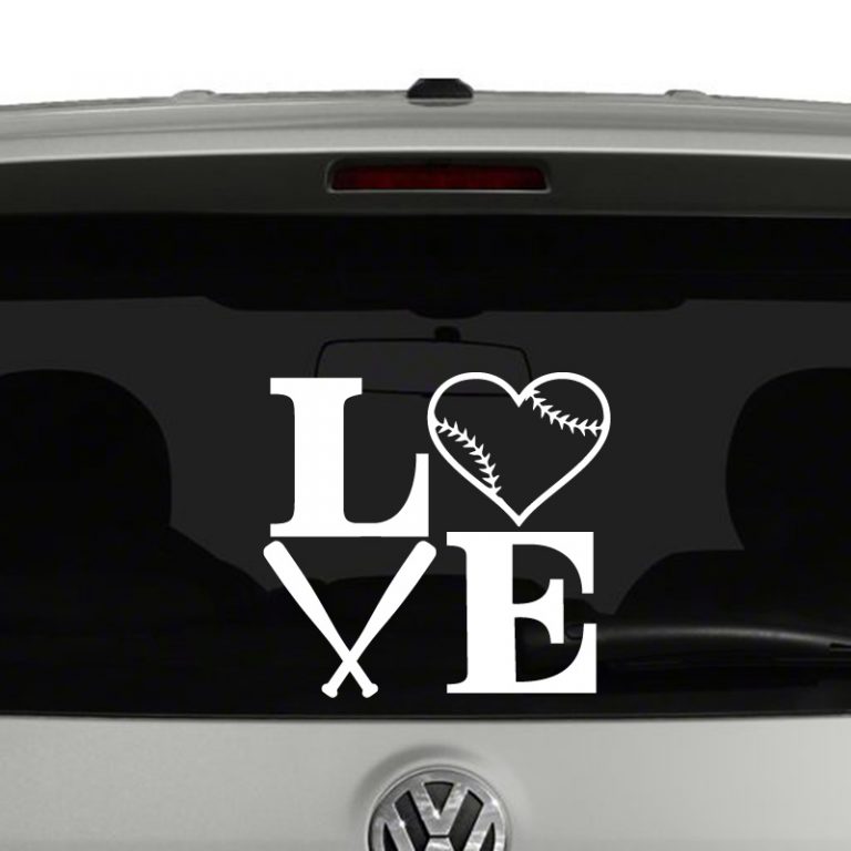 Love Baseball with Bats and Baseball Vinyl Decal Sticker