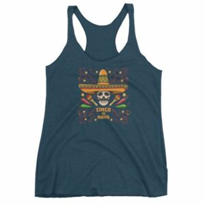 Cinco De Mayo Fiesta Skull In Sombrero Festival Women's Tank Top - Image 3