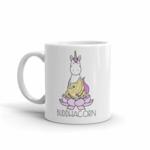 Buddhacorn Meditating Unicorn Monk in Lotus Yoga Coffee Mug