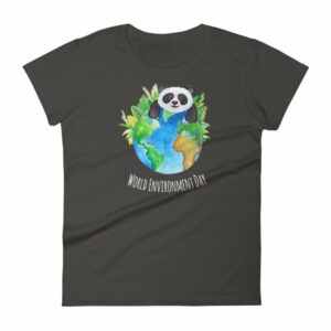 World Environment Day Globe and Panda Awareness Women's T-Shirt - Image 2