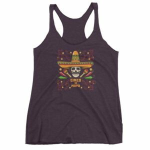 Cinco De Mayo Fiesta Skull In Sombrero Festival Women's Tank Top - Image 7