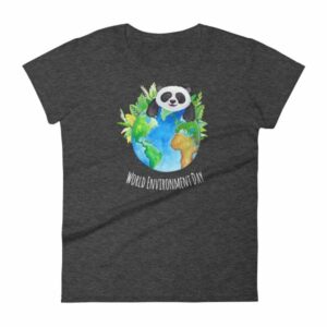 World Environment Day Globe and Panda Awareness Women's T-Shirt - Image 3