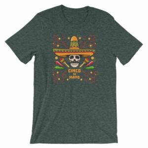 Cinco De Mayo Fiesta Skull In Sombrero Festival T-Shirt - Image 4