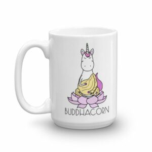 Buddhacorn Meditating Unicorn Monk in Lotus Yoga Coffee Mug