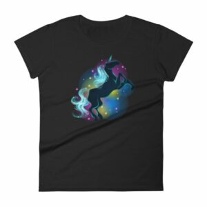 Unicorn Colorful Sparkling Black Unicorn Women's T-Shirt