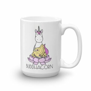 Buddhacorn Meditating Unicorn Monk in Lotus Yoga Coffee Mug