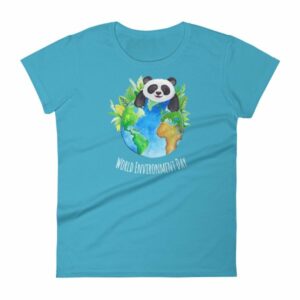World Environment Day Globe and Panda Awareness Women's T-Shirt - Image 7