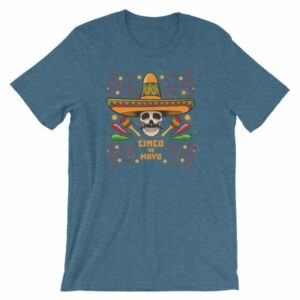 Cinco De Mayo Fiesta Skull In Sombrero Festival T-Shirt - Image 3