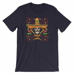 Cinco De Mayo Fiesta Skull In Sombrero Festival T-Shirt - Image 8