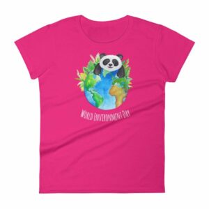 World Environment Day Globe and Panda Awareness Women's T-Shirt - Image 9