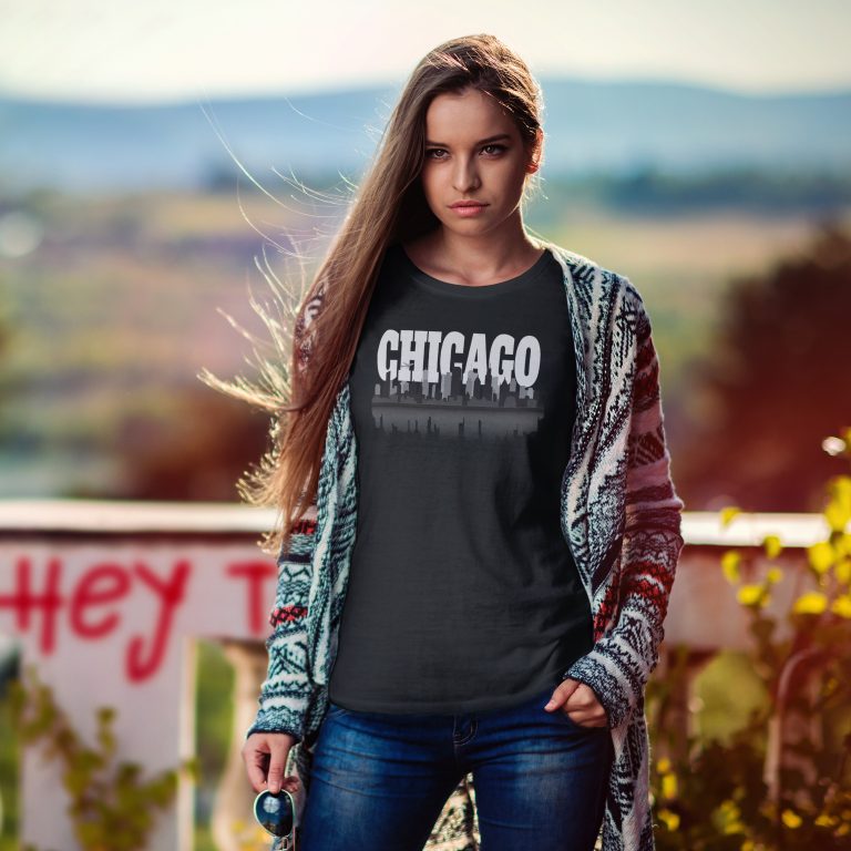 Chicago The Windy City Skyline and Reflection T-Shirt