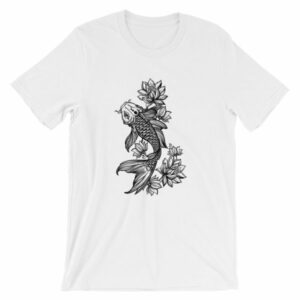 Koi Fish With Lotus Flowers Koi Fish Lovers T-Shirt - Image 2
