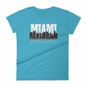Miami Florida Skyline Silhouette and Reflection Women's T-Shirt - Image 11